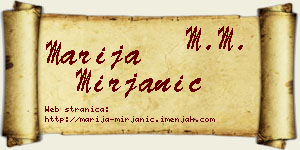 Marija Mirjanić vizit kartica